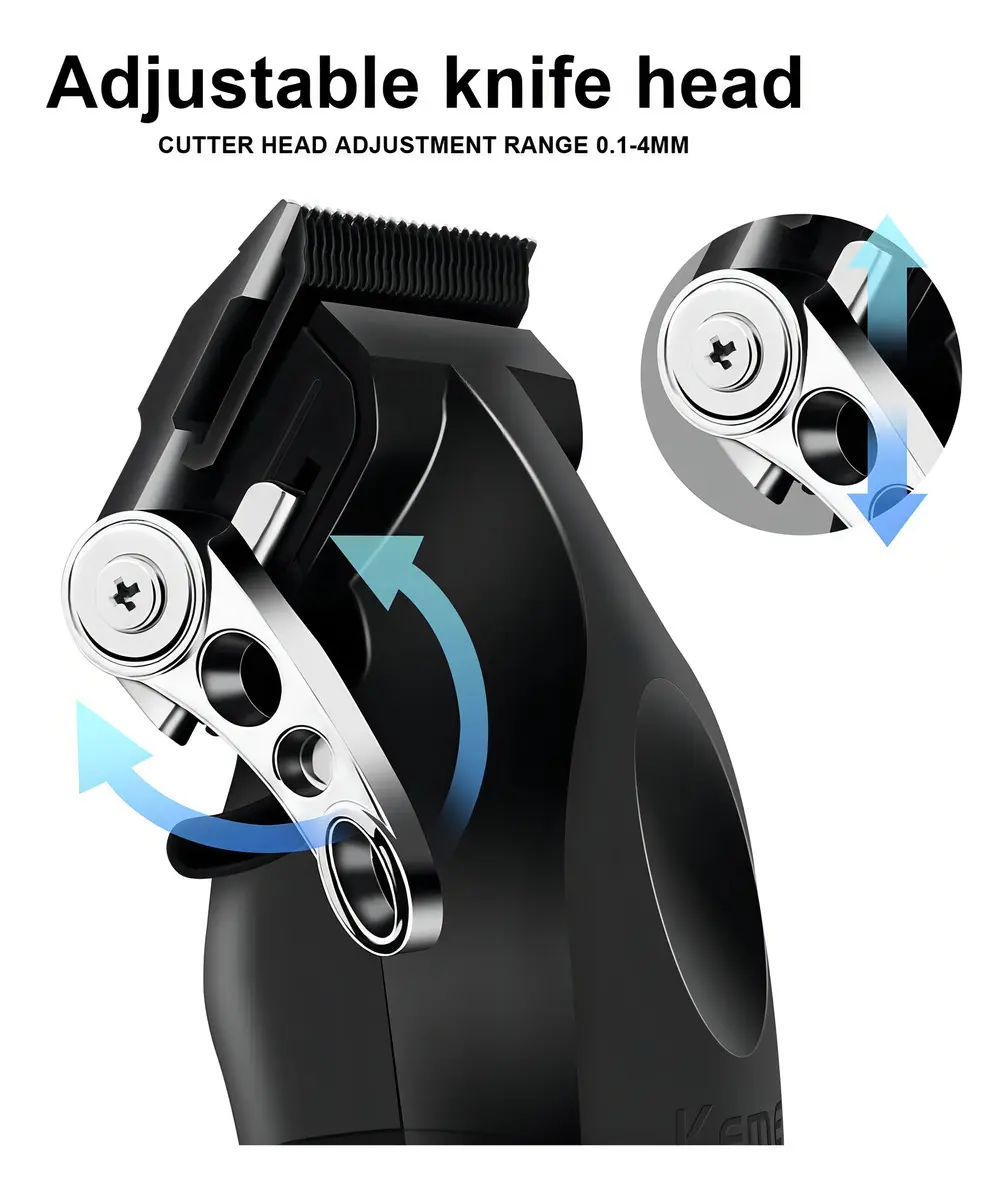 Imagen 3 de Maquina Cortar Pelo Kemei KM 2296 Trimmer Inalámbrica Negra Con Base de Carga